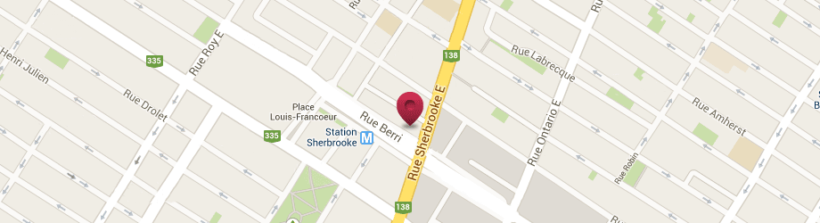 Carte géographique définissant l'emplacement de Salon d'esthétique Thérèse au 3585, rue Berri, suite 160, Montréal (QC) H2L 4G3